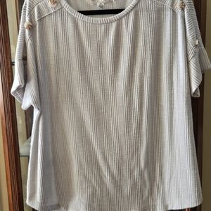 French Laundty Light Gray Ribbed Short Sleeve Top 1X